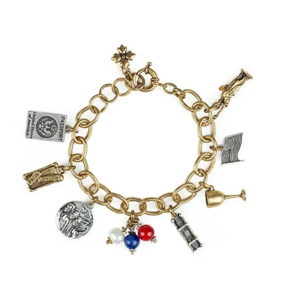 New Patricia Nash USA Charm Bracelet World Traveler #PNBR